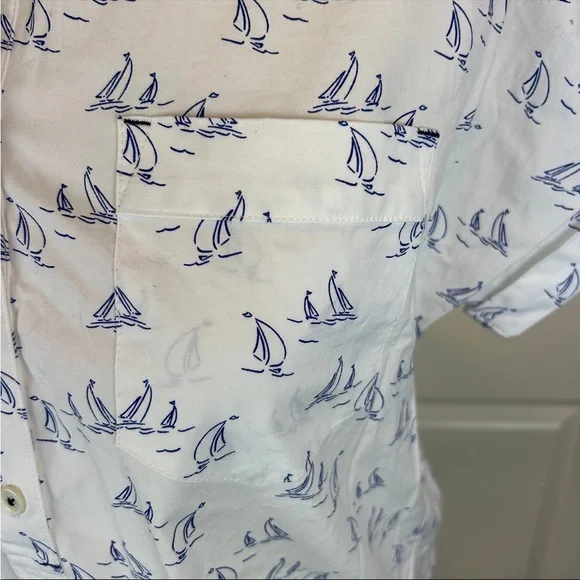 Vineyard Vines Sailboat Shirt Half-Button Short Sleeve - Size 6 - Picture 3 of 10